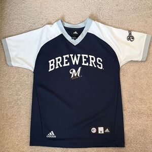 Adidas Brewers Navy and White Team Jersey